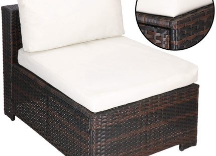 Tuinset - 4 Delig - Stoelen - Bank - Tafel - Rotan - Hoekbank - Bruin/Crème