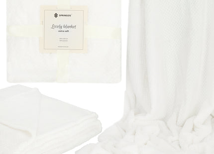 Plaid | Sprei | Deken | 220 x 200 cm | Pluche | Wit