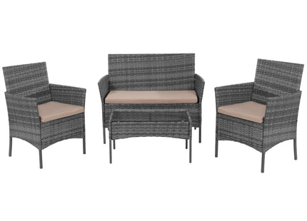 Tuinset - 4 Delig - Stoelen - Bank - Tafel - Rotan - Grijs