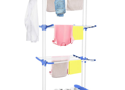 Wasrek - Droogtoren - Droogrek - 4 - Etages - Inklapbaar - Inclusief- Wielen - Draaibaar - 170x75,5x57 cm
