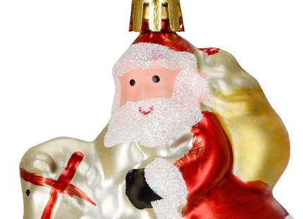 Kersthanger | Kerstman | Kerstboomhanger | Wit | Glitters | Kunststof | 11 cm