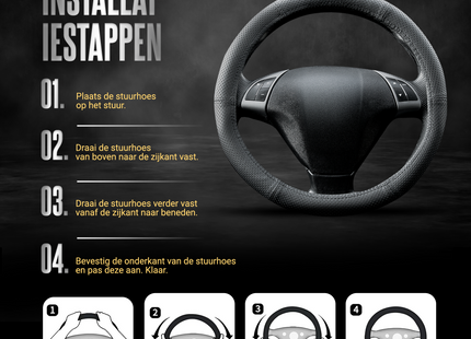 Carpassion Stuurhoes - Steering Cover - Leer - Ø 44-46 CM