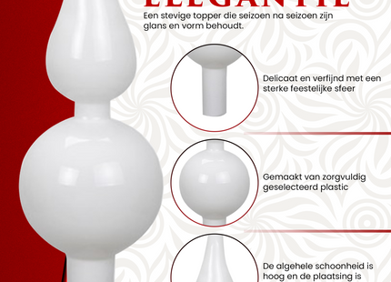 Kerstboom Piek | Glas | 24,5 cm | Glanzend | Wit