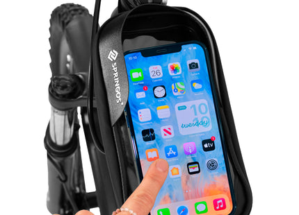 Fietstas - Inclusief Telefoonhouder - Waterdicht - Etui/Tas -  Klittenband - Zwart - Transparant