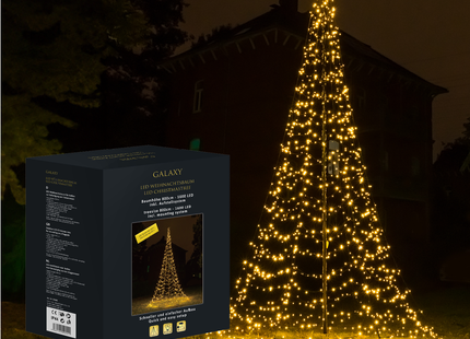 Galaxy LED Kerstboom - Vlaggenmast Verlichting - 8 Meter - Warm wit - 1600 LED