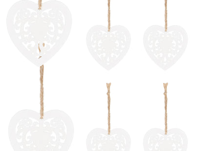 Kerstversiering | Kerstdecoratie voor binnen | Kersthanger | Kersthart | Hout | 6 Stuks | 7 cm