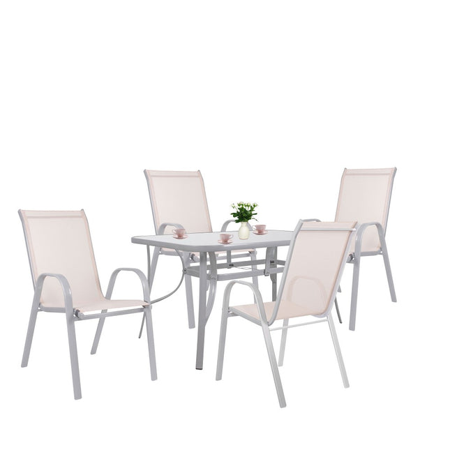 Tuinset | Tuinset 4 Persoons | Tuinsets | Tuintafel & Tuinstoelen | 4 Personen | Grijs/Beige