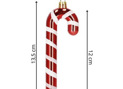 Kersthanger | Zuurstok | Kerstboomhanger | Wit | Rood | Kunststof | 13,5 cm | 6 Stuks