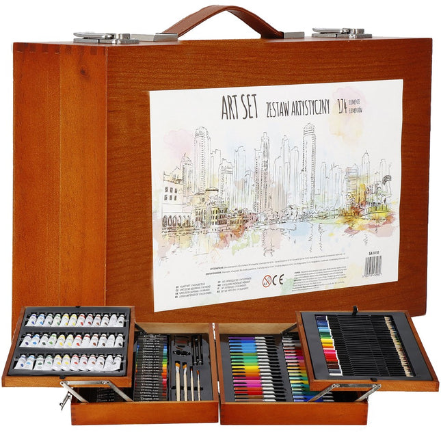 Tekendoos | Tekenkoffer | 174 Delig | 44,5 x 30,5 x 9,5 cm | Hout