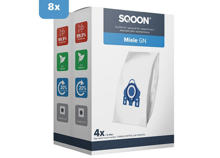 SQOON ® - Stofzuigerzakken geschikt voor Miele HyClean G/N - Miele 9917730 - o.a. Miele Complete C2, Complete C3, Classic C1, S8, S5, S2 Series