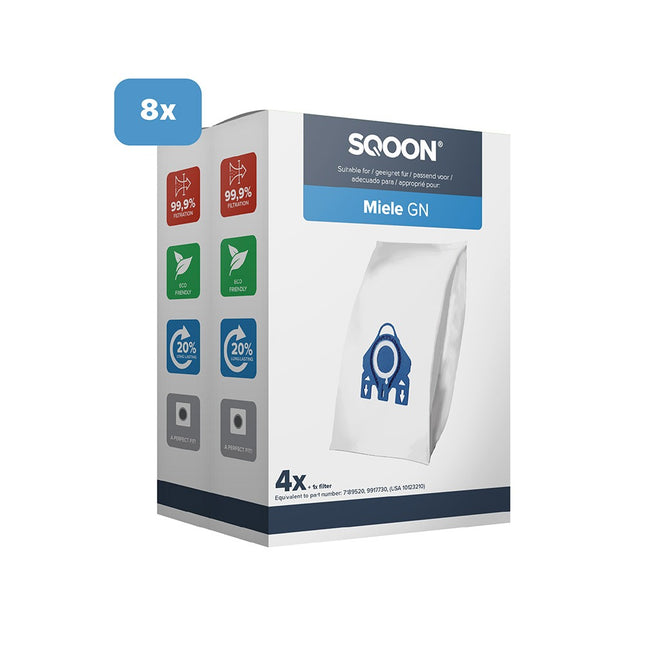 SQOON ® - Stofzuigerzakken geschikt voor Miele HyClean G/N - Miele 9917730 - o.a. Miele Complete C2, Complete C3, Classic C1, S8, S5, S2 Series