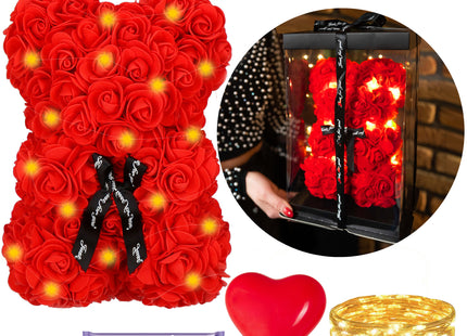 Rozen Beer | Rozenbeer | Rose Bear | Rozen Teddybeer | Liefde | Inclusief Giftbox | Valentijnsdag | 25 x 17 x 16 cm | Rood