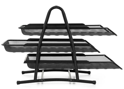 Springos® Bureau Organizer met 3 Uitschuifbare Laden – Metalen Documentenhouder A4 – Zwarte Brievenbak met 3 Niveaus – Bureau Opberger voor Kantoor en Thuis