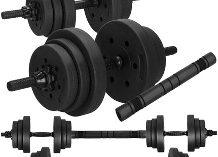 Dumbellset - 30 KG - Halter Verlengstuk - Verstelbaar - Complete Set - Thuis Sporten - Zwart