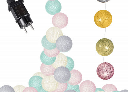 Fairy Lights | 10 m | 50 LED | Grijs/Roze/Crème/Turkoois