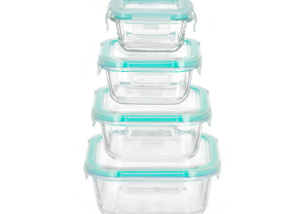 Voedselcontainer - Voorraadpot - Tempratuurbestendig - Keukenaccessoire - Set Van 8 - Borosilicaatglas - Kunststof