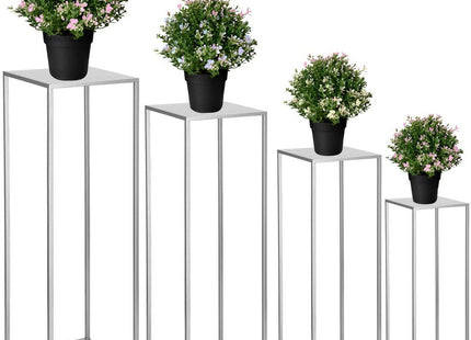 Plantenzuil | Plantentafel | Planten Etagère | Set van 4 | Metaal | Zilver