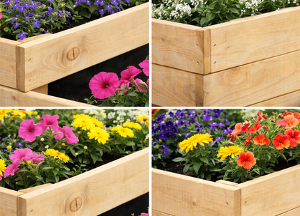 Kweekbak - Plantenbak - 4 Traps - Moestuin - Planten - Hout - Verhoogd - Naturel - 120 x 120 Cm