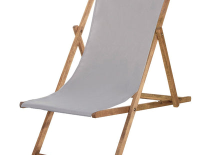 Houten Ligstoel | Strandstoel | Ligstoel | Verstelbaar | Beukenhout | Handgemaakt | Licht Grijs