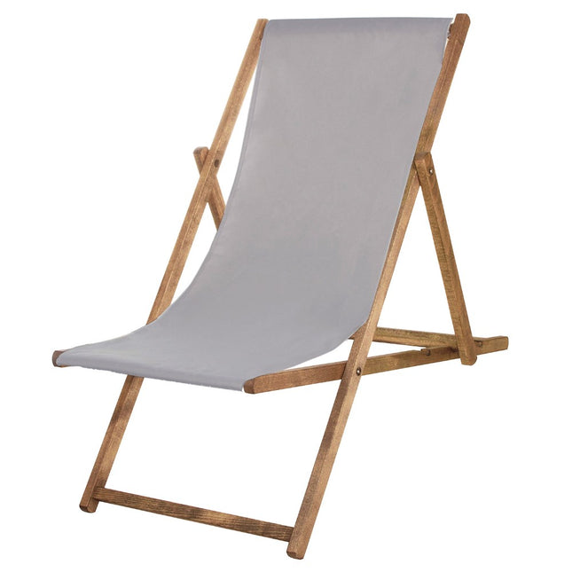Houten Ligstoel | Strandstoel | Ligstoel | Verstelbaar | Beukenhout | Handgemaakt | Licht Grijs