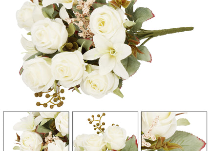 Kunstbloemen - Sierboeket - Decoratief - 9 Rozen - Decoratief - 37 cm