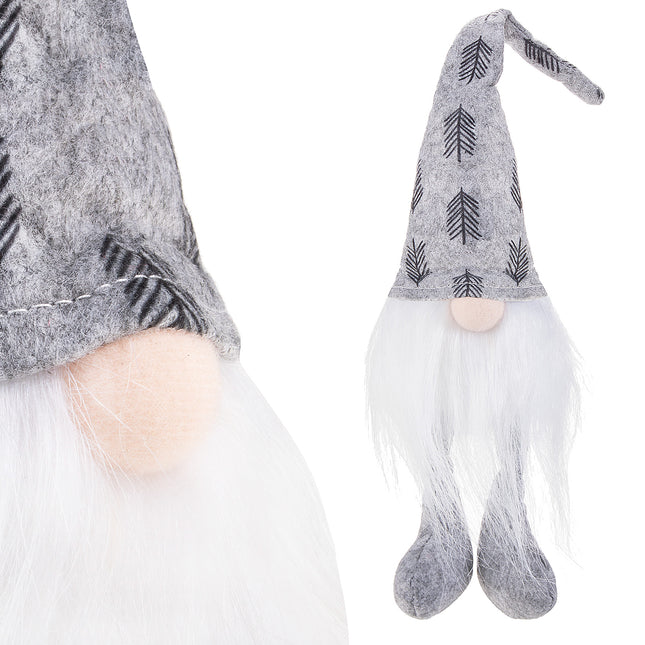 Kerstkabouter - Kerstdwerg - Kerstversiering - Grijs - 37 cm