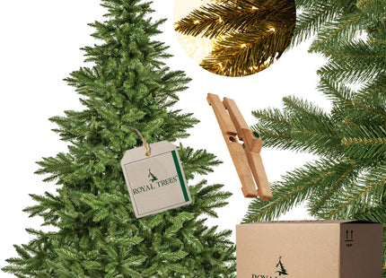 Kunstkerstboom | Premium Royal | Natuurlijk Sparrenhout | 180 cm | Zonder Verlichting | Houten Standaard