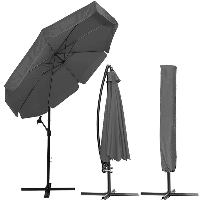 Parasol | Parasols | Kantelbaar | Met Ventilatie | Donkergrijs | Ø300 CM