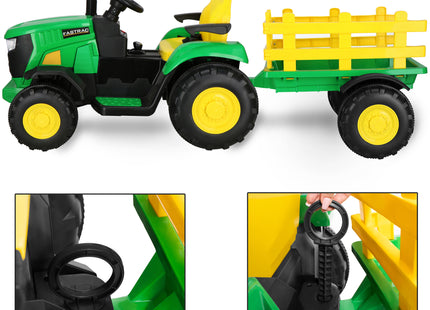 Elektrische Tractor - Elektrische Trekker - 12 V Accu -  Aanhanger - Trailer -  Aangedreven - Afstandsbediening - Kunststof - Metaal - Zwart - Groen