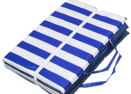 Strandmatras - Opvouwbaar - Kussen - Strepen - 175 X 50 CM - Marineblauw