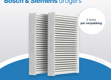 SQOON® Filter Voor Bosch Droger 2x - Pollenfilter - Filter Condensor WTL120 - 150 / 00481723