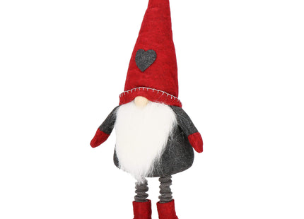 Kerstkabouter - Kerstdwerg - Kerstversiering - Telescopisch - 50-70 cm - Rood/Grijs