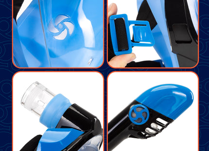 Snorkelmasker - Duikmasker - Duikbril - Camera Houder - Snorkel - Face Masker - DRY Top - Verstelbaar - L/XL - Blauw
