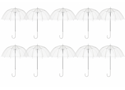 Transparante Paraplu - Doorzichtig - Voor Volwassenen - Ø 94 cm - 10 stuks