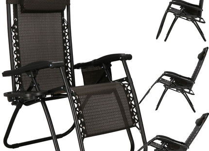 Tuinstoelen | Ligstoel | Opvouwbaar | Verstelbaar | Ergonomische Hoofdsteun | 2 Stuks | Bruin/Zwart