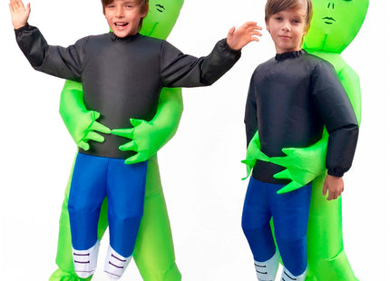 Springos Opblaasbaar Alienkostuum - Halloween Verkleedpak 120-155 cm