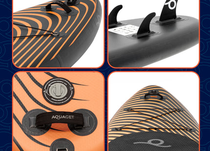 SUP Board - Opblaasbaar Paddle Board - Met Tas - Met Zitje -Inclusief Accessoires - Complete Set - Max. 220KG - 350x83,5cm - Zwart/Oranje