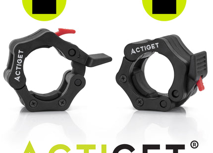 Actiget® Haltersluitingen |  Barbell Sluitingen | Lock Jaw Sluitklemmen | Zwart/Rood | 2 Stuks | 50 Mm
