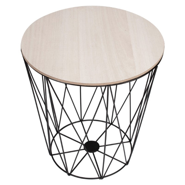 Salontafel | Salontafel Rond | Bijzettafel | 1 Stuk | 35 cm | Zwart/Licht Hout