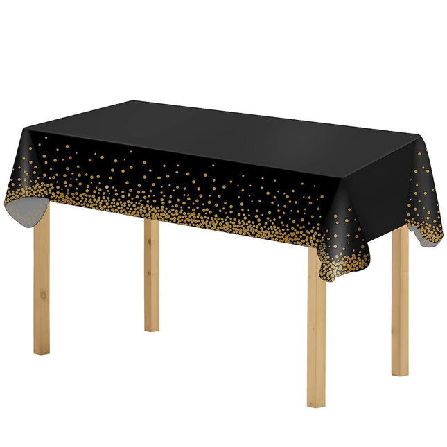 Tafelzeil - Tafelkleed - Waterdicht - Afwasbaar - Zwart - Goud - 272 x137 CM