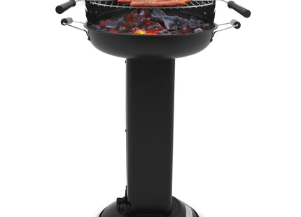 Houtskool barbecue - Zuil barbecue - BBQ - Asopvangbak - Schuifregelaar - RVS -- Zilver