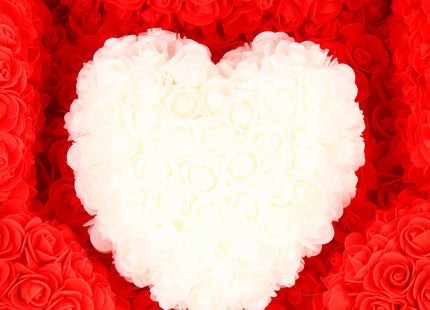 Rozen Beer | Rozenbeer | Rose Bear | Rozen Teddybeer | Liefde | Inclusief Giftbox | 68 x 50 x 48 cm | Rood / Wit