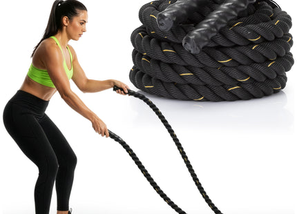 Battle Rope - 9 Meter - Inclusief Hoes - 6.2 KG - Zwart