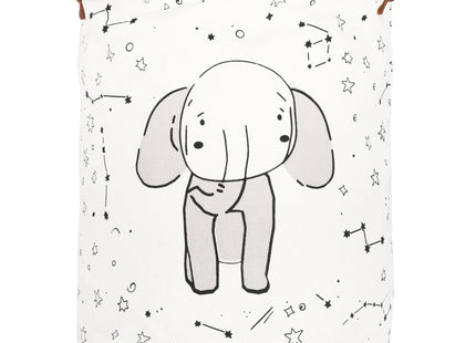 Opbergmand - Speelgoedmand - Kledingmand - Organizer - Handvatten - Olifant -Zwart - Wit - Grijs