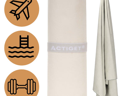 Strandlaken | Badlaken | Sneldrogend | Strandhanddoek | Microvezel | 180 x 100 cm | Beige