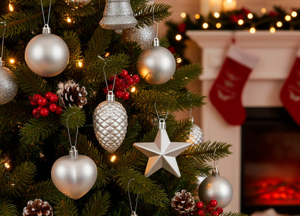 Kerstballen | 100 Stuks | Zilver Tinten | Onbreekbaar