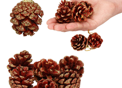 Kerstversiering | Dennenappel | Kerstdecoratie voor binnen | Kersthanger | 6 stuks