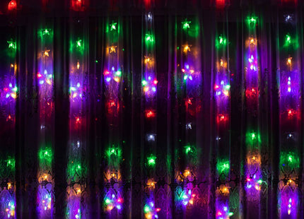 Kerstverlichting Sterrengordijn | Multicolor/Flits Koel Wit | 2 m | 180 Led's