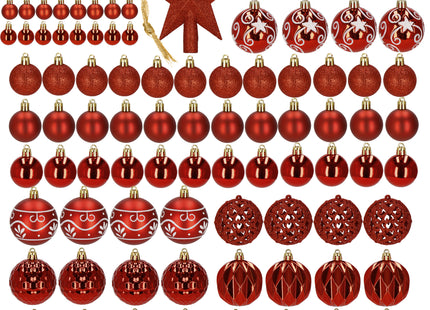 Kerstballen & Piek| 101 Stuks | 3/4/6 cm | Rood