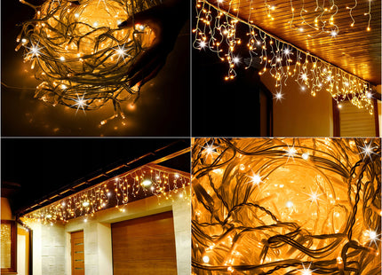 IJspegel Verlichting | 12 m + 2.5 m Snoer | 300 LED | Warm Wit+ koel wit flits | Koppelbaar | Flits